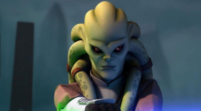What’s the color of Kit Fisto’s lightsaber? 