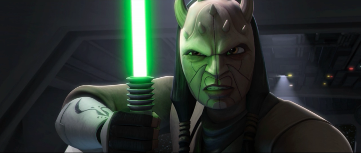 What is the name of the Jedi who is taken hostage by General Grievous in episode 9?