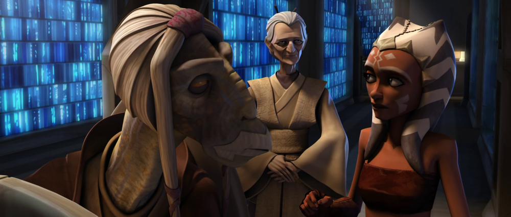 What is the name of the elder Jedi who helps Ahsoka recover her lost lightsaber?