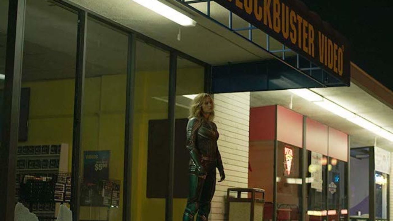 What movie does Captain Marvel pick up in the blockbuster?